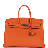 Pre-owned Hermes Birkin 35 Orange H Togo Palladium Hardware