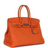 Pre-owned Hermes Birkin 35 Orange H Togo Palladium Hardware