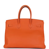 Pre-owned Hermes Birkin 35 Orange H Togo Palladium Hardware