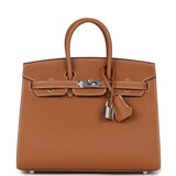 Hermes Birkin Sellier 25 Gold Epsom Palladium Hardware