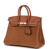 Hermes Birkin 25 Chamois Grizzly and Gold Swift Gold Hardware