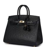 Hermes Birkin Sellier 25 Black Ostrich Gold Hardware