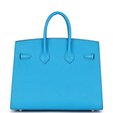 Pre-owned Hermes Birkin Sellier 25 Bleu Frida Epsom Palladium Hardware