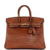 Hermes Birkin 25 Gold Matte Alligator Gold Hardware