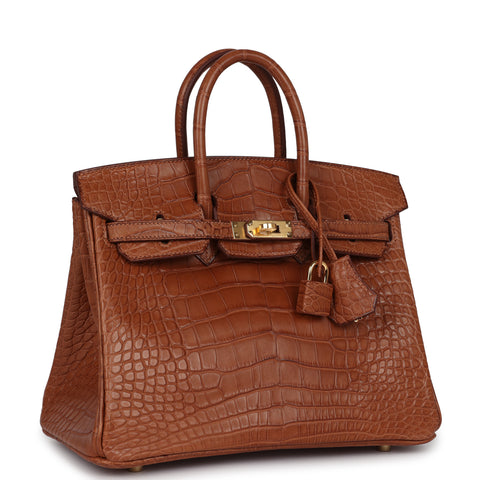 Hermes Birkin 25 Gold Matte Alligator Gold Hardware