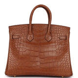 Hermes Birkin 25 Gold Matte Alligator Gold Hardware