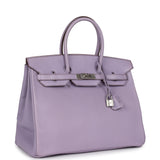 Vintage Hermes Birkin 35 Lilac Chevre Mysore Palladium Hardware