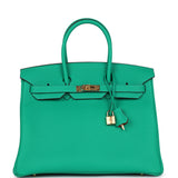 Hermes Special Order (HSS) Birkin 35 Menthe Verso Togo Gold Hardware