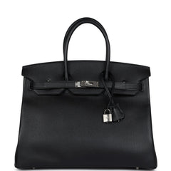 Pre-owned Hermes Birkin 35 Black Epsom Palladium Hardware