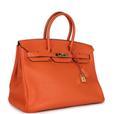 Pre-owned Hermes Birkin 35 Orange Togo Gold Hardware