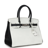 Hermes Special Order (HSS) Birkin 30 White and Black Clemence Brushed Palladium Hardware