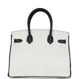 Hermes Special Order (HSS) Birkin 30 White and Black Clemence Brushed Palladium Hardware