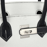 Hermes Special Order (HSS) Birkin 30 White and Black Clemence Brushed Palladium Hardware