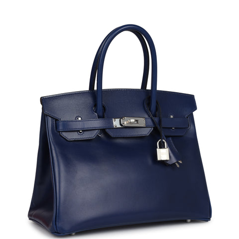 Hermes Birkin 30 Bleu Saphir Box Palladium Hardware