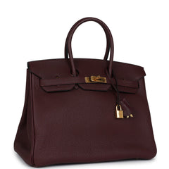 Pre-owned Hermes Birkin 35 Bordeaux Fjord Gold Hardware