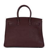 Pre-owned Hermes Birkin 35 Bordeaux Fjord Gold Hardware