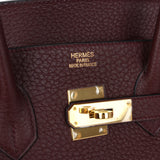 Pre-owned Hermes Birkin 35 Bordeaux Fjord Gold Hardware