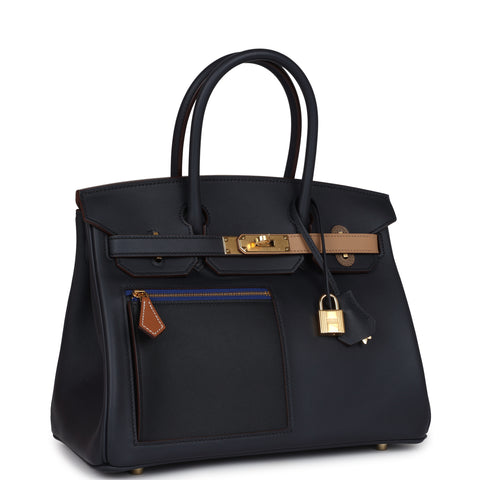 Hermes Colormatic Birkin 30 Caban, Black and Chai Swift Gold Hardware