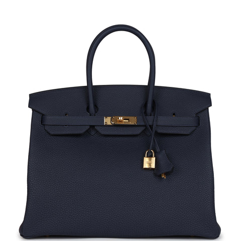 Hermes Birkin 35 Bleu Nuit Togo Gold Hardware