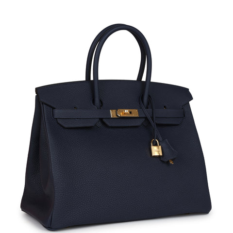 Hermes Birkin 35 Bleu Nuit Togo Gold Hardware