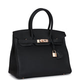 Pre-owned Hermes Birkin 30 Black Togo Rose Gold Hardware