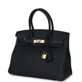 Pre-owned Hermes Birkin 30 Black Togo Rose Gold Hardware