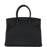 Pre-owned Hermes Birkin 30 Black Togo Rose Gold Hardware