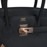 Pre-owned Hermes Birkin 30 Black Togo Rose Gold Hardware