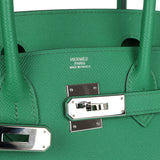 Pre-owned Hermes Birkin 30 Cactus Epsom Palladium Hardware