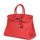 Pre-owned Hermes Birkin 35 Rose Jaipur Clemence Palladium Hardware