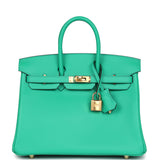 Hermes Birkin 25 Menthe Swift Gold Hardware