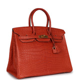 Pre-owned Hermes Birkin 35 Sanguine Matte Alligator Gold Hardware