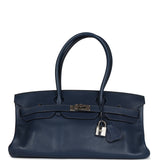 Pre-owned Hermes Shoulder Birkin 42 JPG Bleu De Prusse Clemence Palladium Hardware