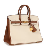 Hermes Special Order (HSS) Birkin 25 Nata and Gold Clemence Brushed Gold Hardware