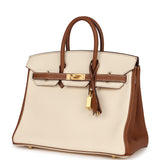 Hermes Special Order (HSS) Birkin 25 Nata and Gold Clemence Brushed Gold Hardware