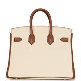 Hermes Special Order (HSS) Birkin 25 Nata and Gold Clemence Brushed Gold Hardware