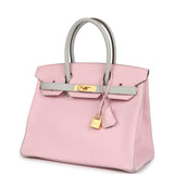 Hermes Special Order (HSS) Birkin 30 Rose Sakura and Gris Perle Chevre Brushed Gold Hardware