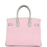 Hermes Special Order (HSS) Birkin 30 Rose Sakura and Gris Perle Chevre Brushed Gold Hardware