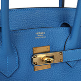 Pre-owned Hermes Birkin 30 Mykonos Clemence Gold Hardware