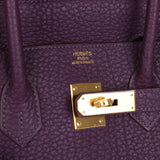 Pre-owned Hermes Birkin 35 Cassis Fjord Gold Hardware