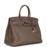 Pre-owned Hermes Birkin 35 Etoupe Togo Palladium Hardware