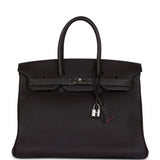 Pre-owned Hermes Special Order (HSS) Birkin 35 Ebene Verso Fjord Palladium Hardware