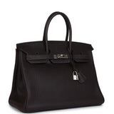 Pre-owned Hermes Special Order (HSS) Birkin 35 Ebene Verso Fjord Palladium Hardware