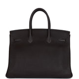 Pre-owned Hermes Special Order (HSS) Birkin 35 Ebene Verso Fjord Palladium Hardware