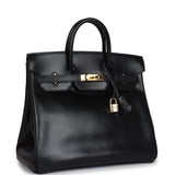 Vintage Hermes HAC Birkin 32 Black Box Gold Hardware