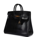 Vintage Hermes HAC Birkin 32 Black Box Gold Hardware