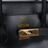 Vintage Hermes HAC Birkin 32 Black Box Gold Hardware