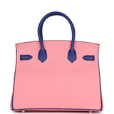 Hermes Special Order (HSS) Birkin 30 Rose Confetti and Bleu Electric Epsom Brushed Gold Hardware