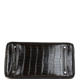 Pre-owned Hermes Birkin 35 Graphite Shiny Porosus Crocodile Palladium Hardware