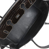 Pre-owned Hermes Birkin 35 Graphite Shiny Porosus Crocodile Palladium Hardware